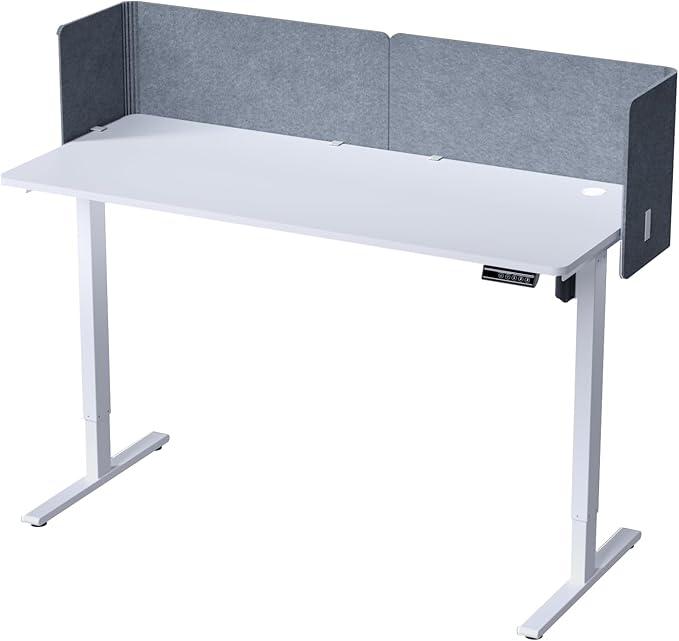 ERGO COLLECT Desk Privacy Panel,2PCS L-Shaped Clamp-On Office Desk Divider,2-in-1 Adjustable Acoustic Desktop Partition Or Under Desk Modesty Screen,for Office,Home,Felt (Grey, 39.4" x 15.7")