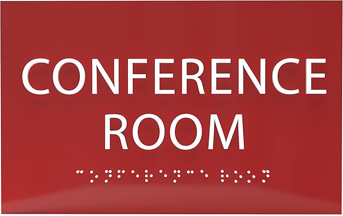 ADA CENTRAL SIGNS - 6" X4" Conference Room Sign - ADA Compliant Tactile Graphics Grade 2 Braille Text Privacy Sign | Wall Mount Plastic Meeting Signs For Schools, Hospitals, Offices, and Apartments