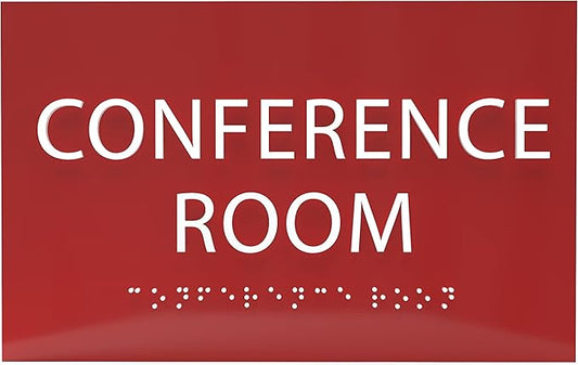 ADA CENTRAL SIGNS - 6" X4" Conference Room Sign - ADA Compliant Tactile Graphics Grade 2 Braille Text Privacy Sign | Wall Mount Plastic Meeting Signs For Schools, Hospitals, Offices, and Apartments