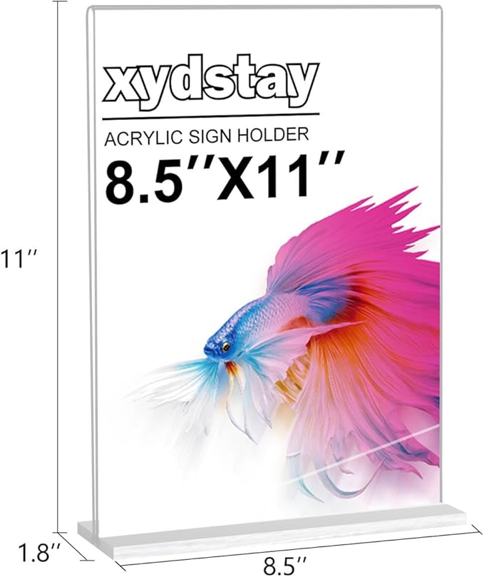 xydstay 6pack Acrylic Sign Holder 8.5 X 11, Vertical T Shape Clear Plastic Menu Holder, Unbreakable Table Sign for Restaurant, Office, School, Store and Home Use
