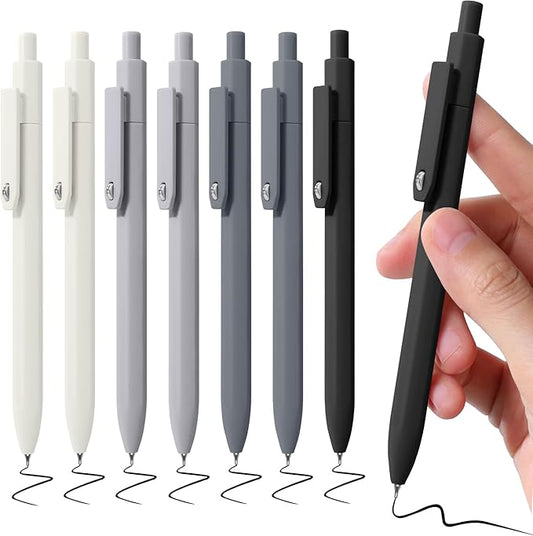Piochoo Gel Pens, 8Pcs Quick Dry Black Ink Soft Touch Best Pen for Smooth Writing Journaling, Note Taking, School Supplies, Cute Office Pens for Men Nurse Aesthetic