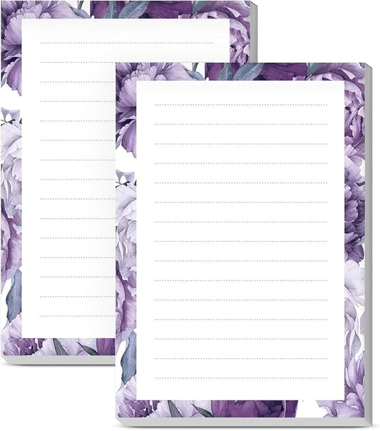 SXboxing Sticky Notes 4X6 Inches, 2 Pack Large Cute Self-Stick Pads, Bright Funny Memo Pads Easy to Stick for Home, Office Cute Purple Flowers