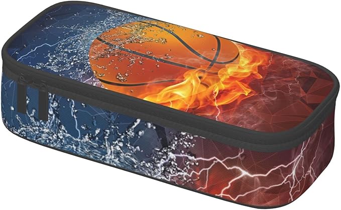 SNAPMADE Basketball Pencil Case Cool Sports-themed Pencil Box Portable Pen Bag Pouch with Zipper for Teens Boys Girls Stationery Supplies Organizer Multifunction Bag for Business Office