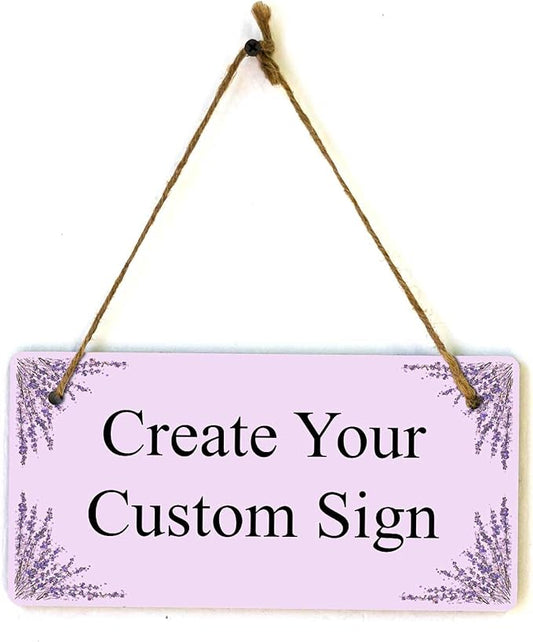 Signs ByLITA Lavender Personalized Hanging Wall or Door Sign (5 x 10") | Custom Signage for Your Home & Business