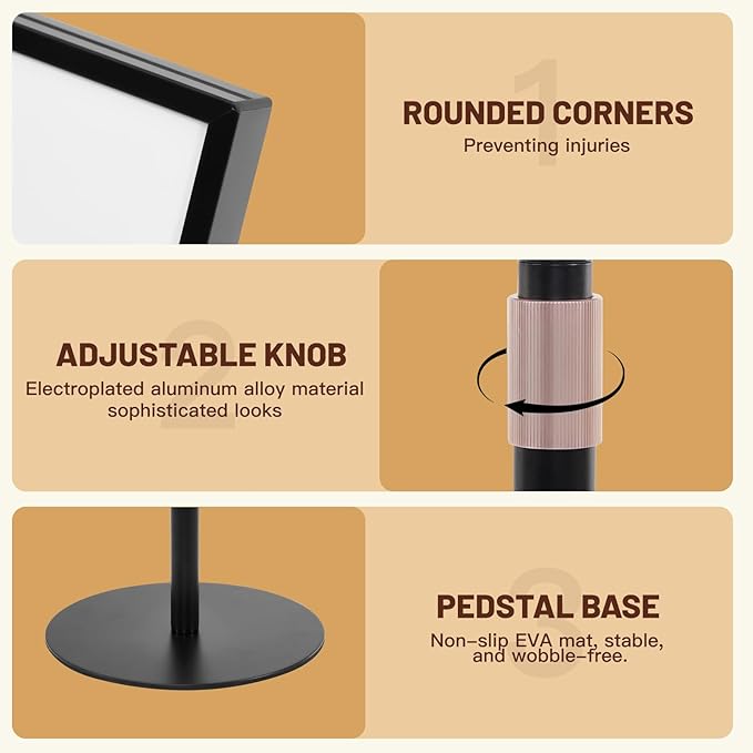 Newzueby Sign Holder Stand 8.5x11 inch - Flip Open Pedestal Floor Standing Sign Holder, Adjustable Versatile Sign Stands for Display, Floor Sign Holder with Easy Replacement for Events and Promotions (1 PACK)