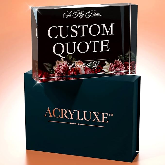 Personalized Gifts, Custom Quote Block Letter Board,Crystal-Clear Acrylic with Gift Box,17 Styles, Holiday and Christmas Gift for Mom, Dad, Girlfriend, Him or Her, Husband, Wife (4"x6", Floweret)