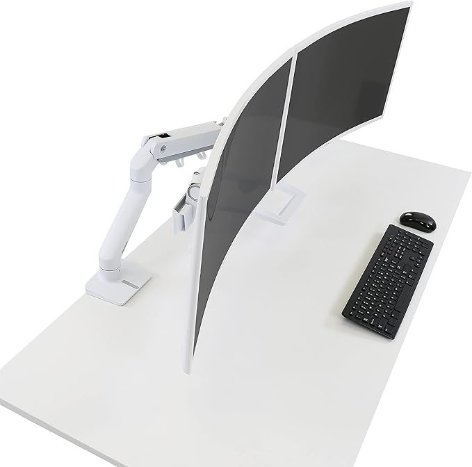 Ergotron – HX Dual Monitor Arm, VESA Desk Mount – for 2 Monitors Up to 32 Inches, 5 to 17.5 lbs Each – White