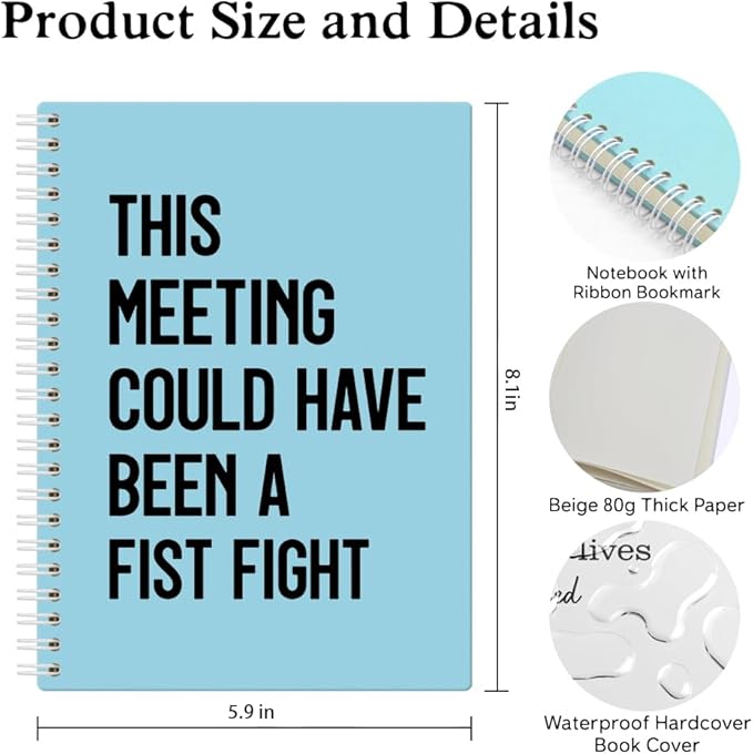 XQLZY This Meeting Could Have Been A Fist Fight Blue Spiral Notebook, Funny Corporate Humor Notepad, Office Sarcastic Humor Gifts for Men Women Coworker BFF Friend, Coworker Christmas Gifts