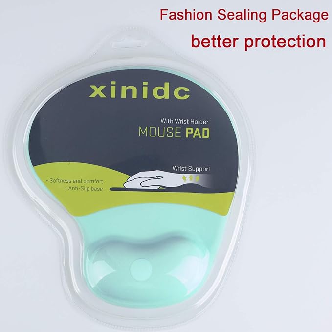 xinidc Ergonomic Computer Mouse Pad with Wrist Rest Support, Pain Relief Mouse Pad with Non-Slip PU Base for Home Office Working Studying (Light Green)