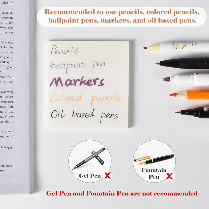 BAYTORY 700 Sheets Transparent Sticky Notes with Lined, Clear Waterproof 3 x 3 inch See Through Memo Pad, Self-Adhesive Translucent Writable Index Tabs for Annotating Books, Study Supplies