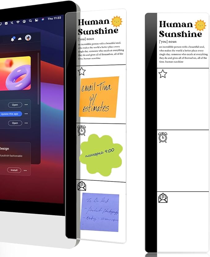 Computer Monitor Memo BoardHuman Sunshine Logo Decor Monitor Message Board Sticky Notes Office Desk Accessories for Send Family Members Office Friends and Colleagues Gifts
