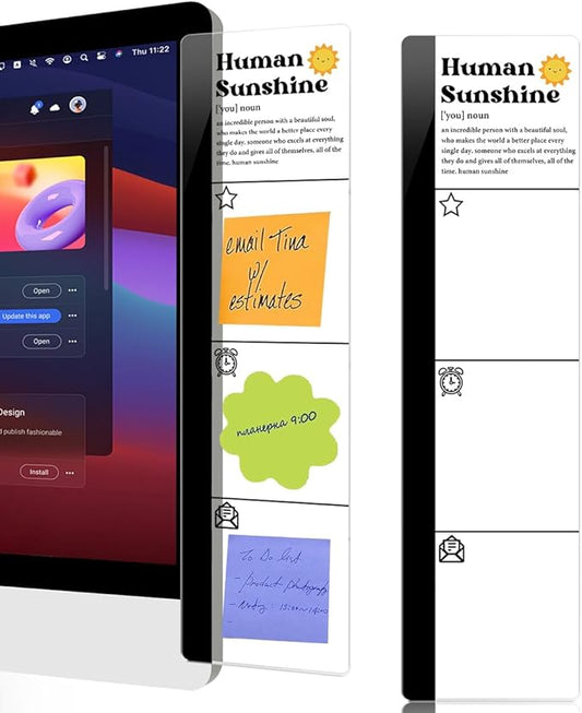 Computer Monitor Memo BoardHuman Sunshine Logo Decor Monitor Message Board Sticky Notes Office Desk Accessories for Send Family Members Office Friends and Colleagues Gifts