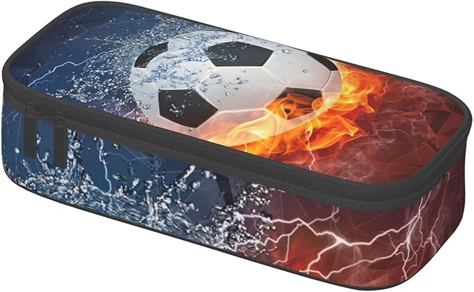 SNAPMADE Soccer Pencil Case for Boys Teens Men, Sports Pencil Box with Soccer Balls Pattern, Large Capacity Durable Pencil Pouch Storage Pen Bag Organizer Stationery for Adults Work Office