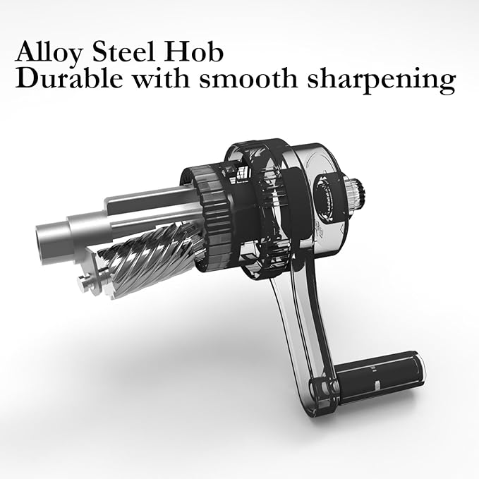 Premium Desktop Manual Pencil Sharpener, Desk Mount Design with Metal Clamp, Alloy Steel Hob，Hand Crank Operation, Silver and Gray
