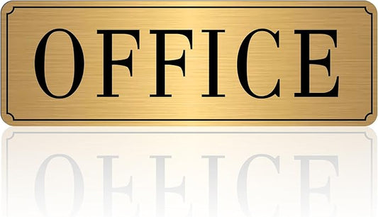 The Office Sign for Home and Business Door，Self-Adhesive Waterproof and Fade-Resistant Brushed Gold Office Sticker for House，Business，Door, Window