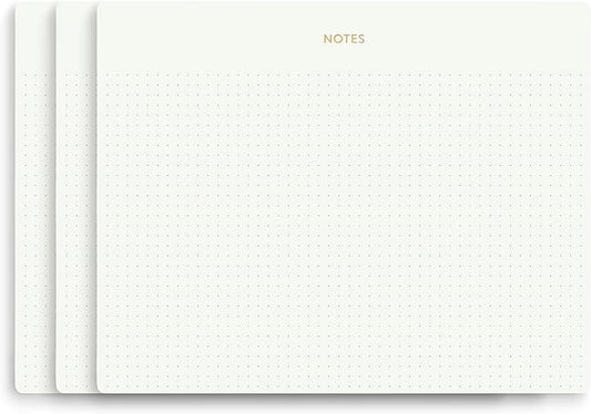 Pinesman - Mouse Pad Notepad for Professionals, 3 Pack, 9.8" x 7.9", 150 Sheets (50 Each), Minimalist, Gold Foiled, Dotted Layout, Executive's Desk Note Pad, To Do List Notepad, Eco-friendly, FSC™ Certified Planner Pad