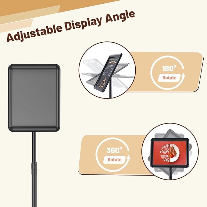 Newzueby Pedestal Floor Stand Sign Holder for 8.5x11 inches Poster or chalk board, Snap open frame,360° Rotation,Outdoor Indoor Standing Display Sign Holders for commerical, directional, Black 3 Pack