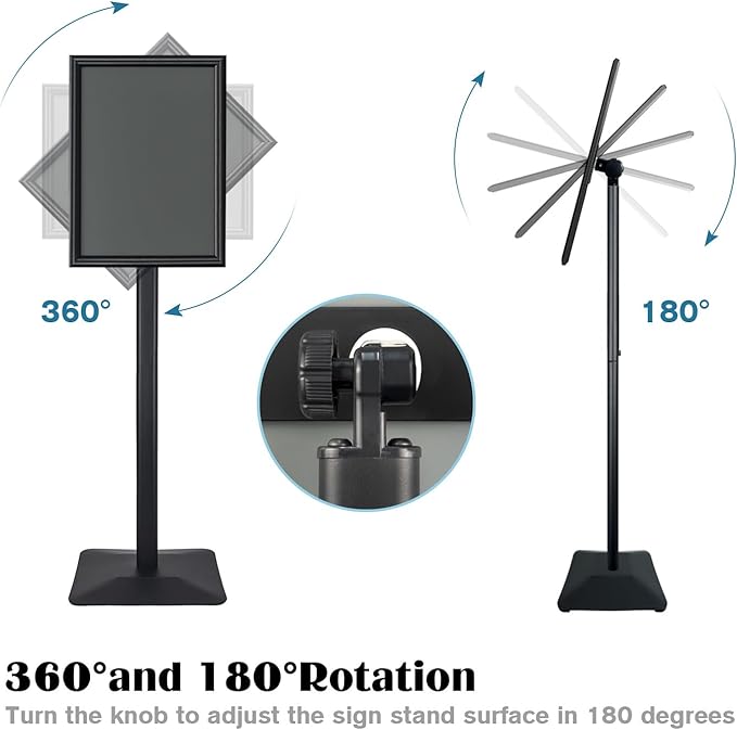 Golemas Sign Stand for Display, 11lbs Integrated Rod Heavy Duty Pedestal Floor Signage Stand Holder, for Outdoor or Indoor Advertising (8.5 x 11, Black)