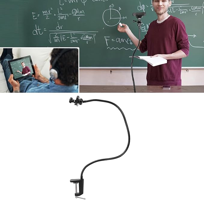 Tangxi Webcam Standfor Desk, Flexible Gooseneck Camera Stand with Standard 1/4" Screw, 360 Rotation Camera Mount for C922 C930e C920S C920 C615 C960 C920X and Other Devices (I Shaped Fixture Stand)