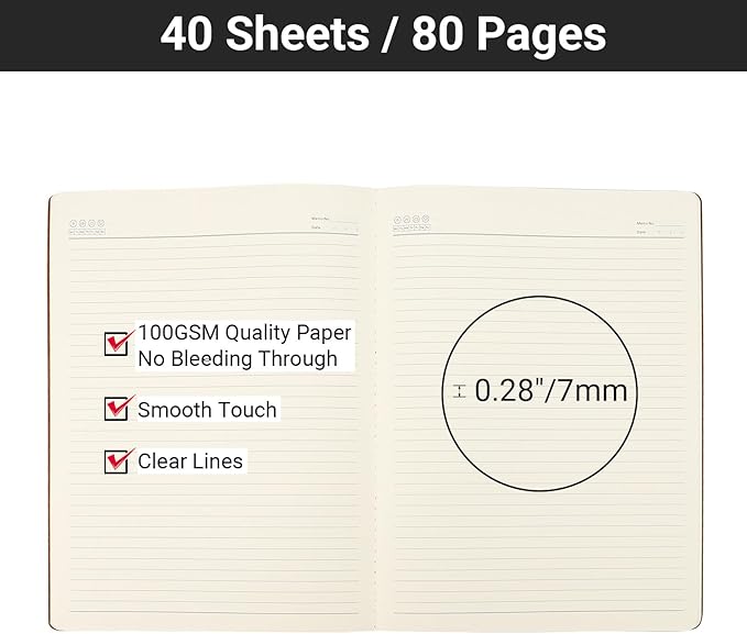 EUSOAR Composition Notebooks College Ruled, 1 Pack A4 11" x 8-1/2",40 Sheets/ 80 Pages, 100gsm Thick Paper, Line Journal Notebook for Note Taking, Large Travelers Journals, for Office Work Diary