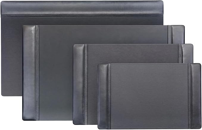 DACASSO Classic Leather Desk Pad with Side Rails - Luxury Leather Desk Blotter for Writing - Padded Executive Desk Surface Protector - (Black, 34” x 20”)