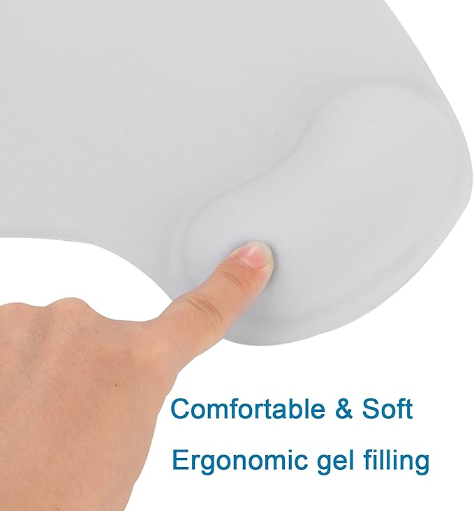 xinidc Ergonomic Computer Mouse Pad with Wrist Rest Support, Pain Relief Mouse Pad with Non-Slip PU Base for Home Office Working Studying (Gray)