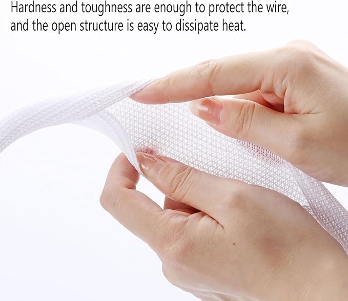 QCSIW 1/4" x100ft Split Sleeve Wire Loom Tubing - Cat-Proof Cord Protector for USB, Power, Audio/Video Cables | Chew-Resistant Sleeving, Easy Install, White