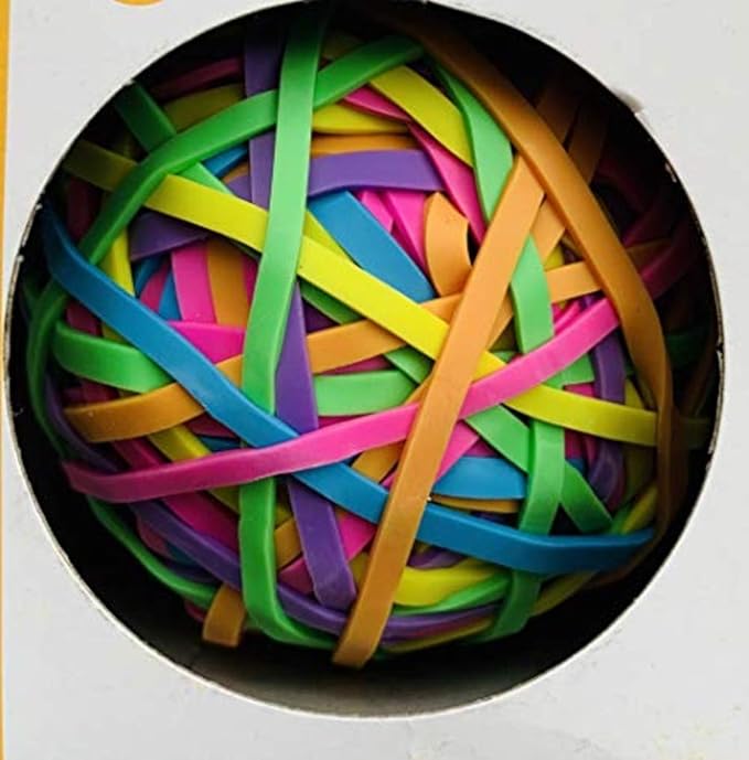 Activave Round Ball Rubber Band Elastics 170 to 180 pcs Colorful Rubber Bands Stretchable Rubber Bands Stationery Holder Elastic Loops, Arts and Crafts, Document Organising, Stocking Fillers one ball