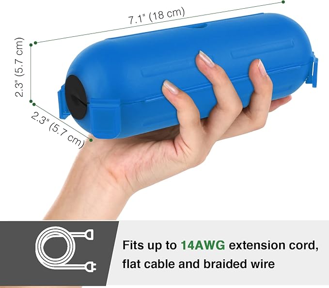 Flemoon [3 Pack] Outdoor Extension Cord Cover, IPX4 Waterproof Box and Safety Housing Case, Ideal to Protect Outdoor Plugs, Electrical Connections, Holiday Decoration Lights, Size Small, Blue