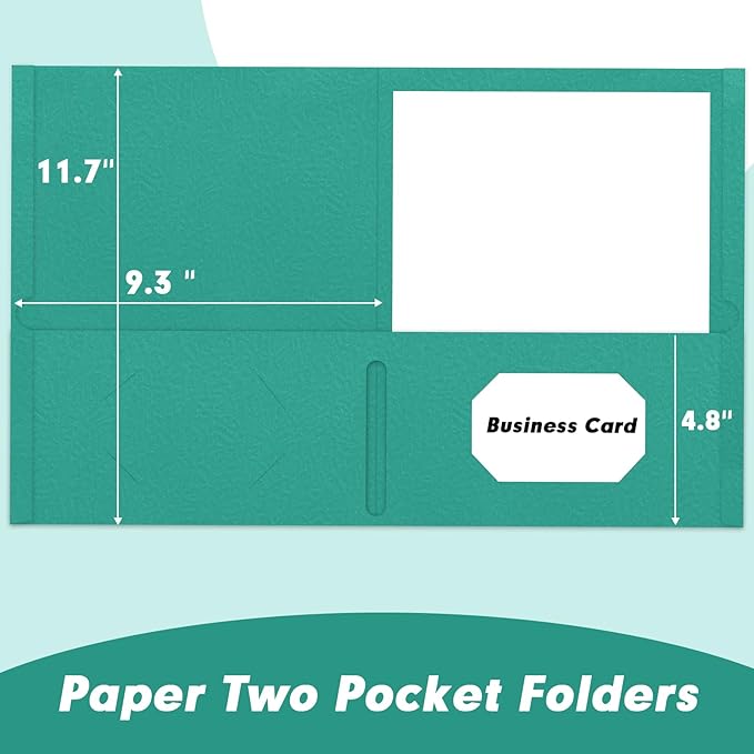 Two Pocket Folders, RAZCC 50 Pack 2 Pocket Folders Fit Letter Size Paper, Paper Folders with Pockets for School Office Business Home (Assorted 5 Colors)
