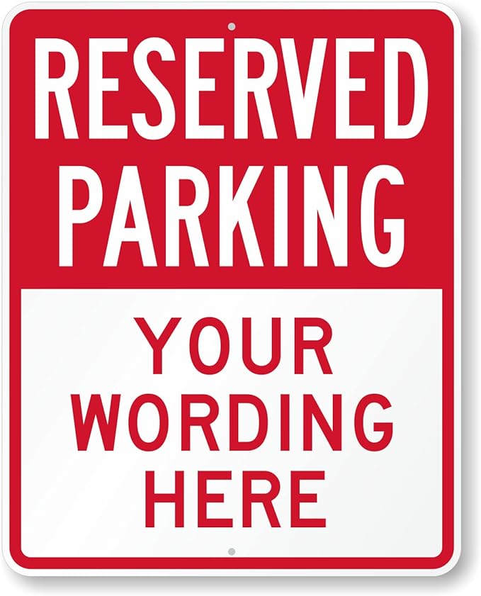 SmartSign 30 x 24 inch Custom “Reserved Parking” Metal Sign - Add Text, 80 mil Aluminum, 3M Laminated Engineer Grade Reflective Material, Red and White, Made in USA