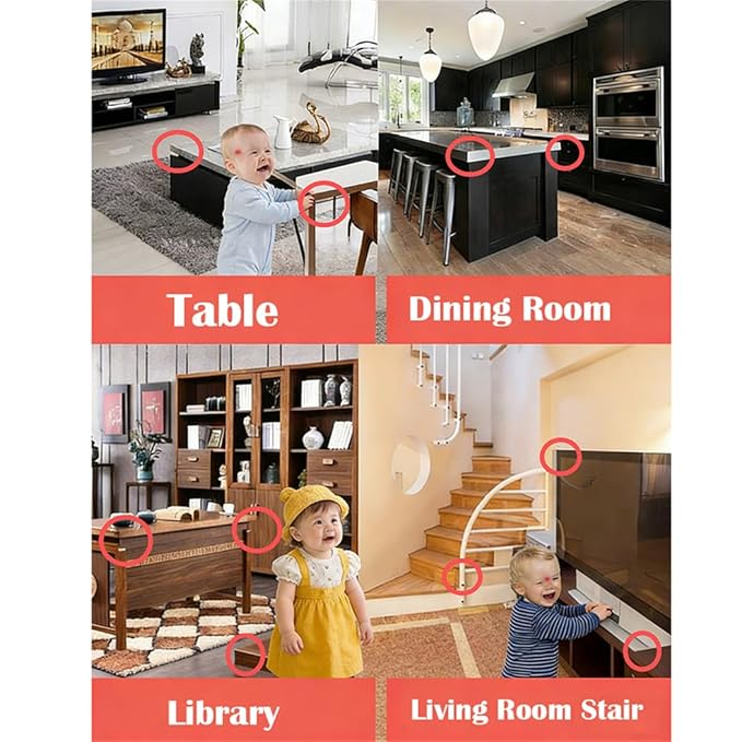 12 Pack Soft Corner Protector Baby Proofing Edge & Corner Guards, Furniture Safety Bumper for Table, Fireplace, Stair, Cabinet, (Brown)