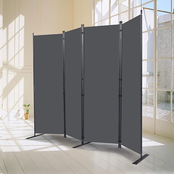 CHOSENM Wall Divider, 4 Panel Room dividers and Folding Privacy Screens with Wider Support Feet, 6 Ft Portable Privacy Screen for Room Separator, 88" W X 71" H, Grey