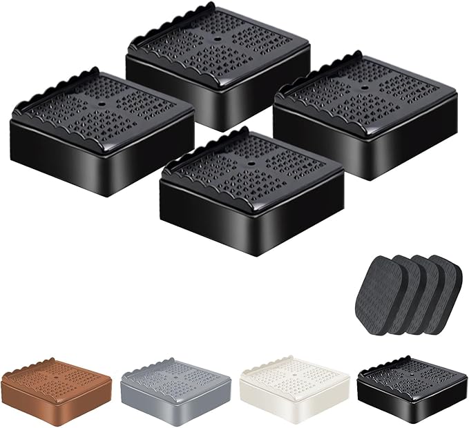 shouwuhho Furniture Risers, 4 Pack Bed Risers with Non-Slip Grip and Heavy Duty Support, 1 Inch 2 Inch 3 Inch 4 Inch Height Lift for Couch, Sofa, Table, Desk, Chair, Refrigerator - Black, 1 Inch