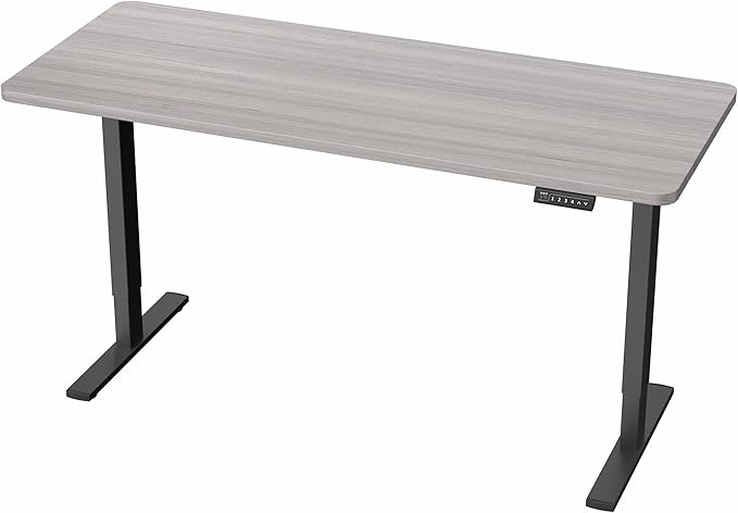VIVO Electric 60 x 24 in Standing Desk, Memory Height Adjustment, 1B Series, Holds 220 lbs, One-Piece Dark Gray Top, Black Frame, DESK-KIT-1B6G