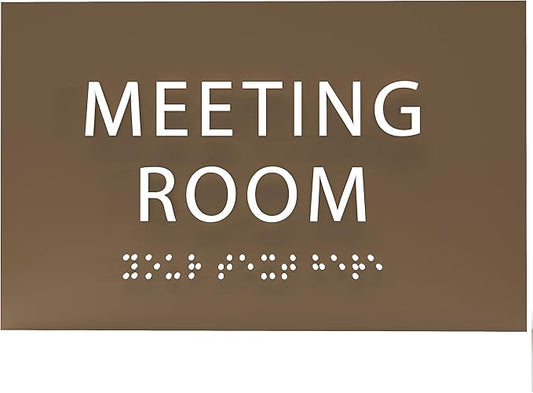 ADA CENTRAL SIGNS - 6" X4" Meeting Room Sign - ADA Compliant Tactile Graphics Grade 2 Braille Text Acrylic Wall Sign | Privacy, Interview, Room Name Sign for Schools, Hospitals, Offices, & Apartments