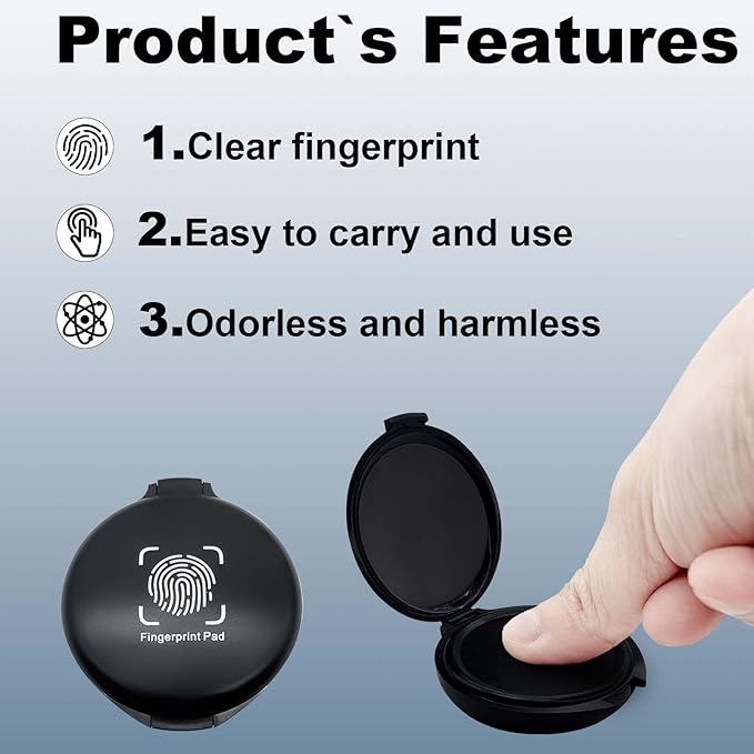 Fingerprint Ink Pad 5 Pack Thumbprint Ink Pad for Fingerprint Cards Notary Supplies Black Finger Print Kit for Identification Security ID Law Enforcement Fingerprint Office Home Use Stamp pad