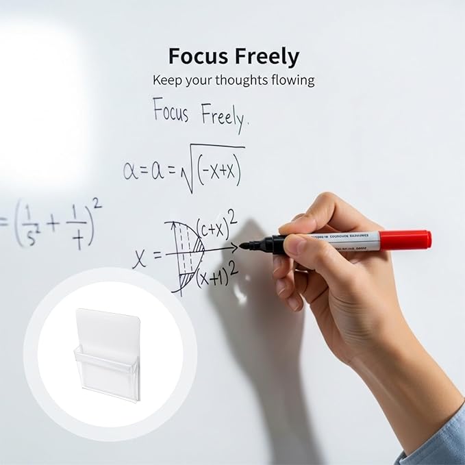 DORMIYA 6 Pcs PVC with Strong Attachment Force Pen Marker Holders, 4.7x6.5 in Clear with Strong Attachment Force Pocket Pouch for Whiteboard, Versatile Use for Pen Stationery and Locker Accessories