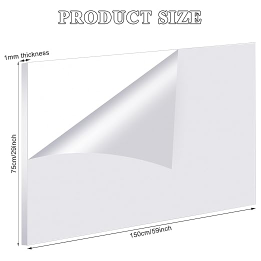 Roowest 6 Pcs 29 x 59 Inch, 1 mm Thick Clear Acrylic Sheets Plastic Panels Sheets Cut to Size Cast Acrylic Board Panel with Protective Film for Craft DIY Projects Display Sign Frame