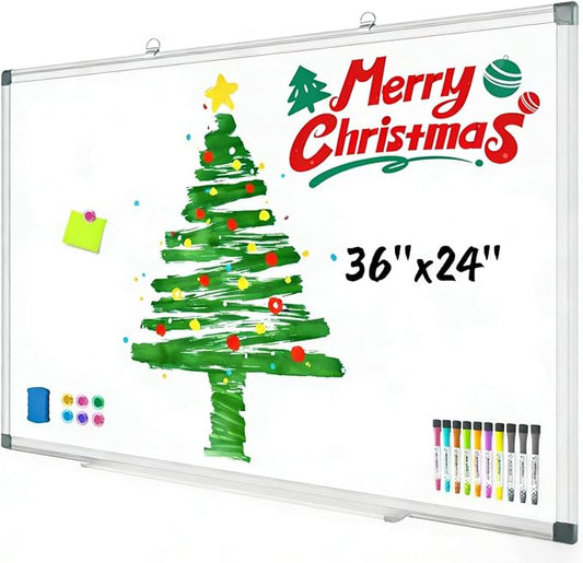 Grtard 36" x 24" Magnetic Dry Erase Whiteboard for Wall, Large Hanging Magnetic White Board with Marker & Magnets, Smooth Writing Dry Erase Board for Office & Home, Christmas Practical Gift Idea