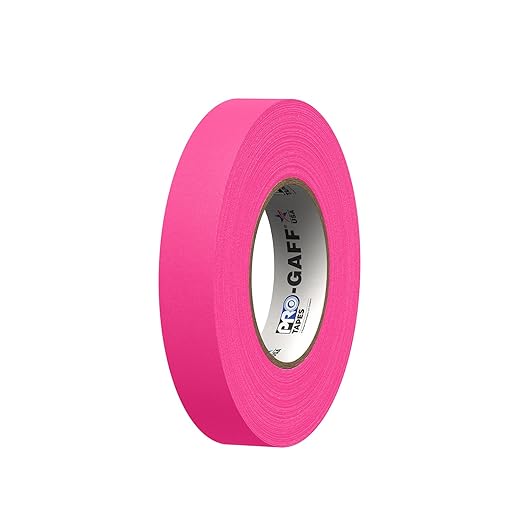 1" Width ProTapes Pro Gaff Premium Matte Cloth Gaffer's Tape With Rubber Adhesive, 50 yds Length x, Fluorescent Pink (Pack of 1)