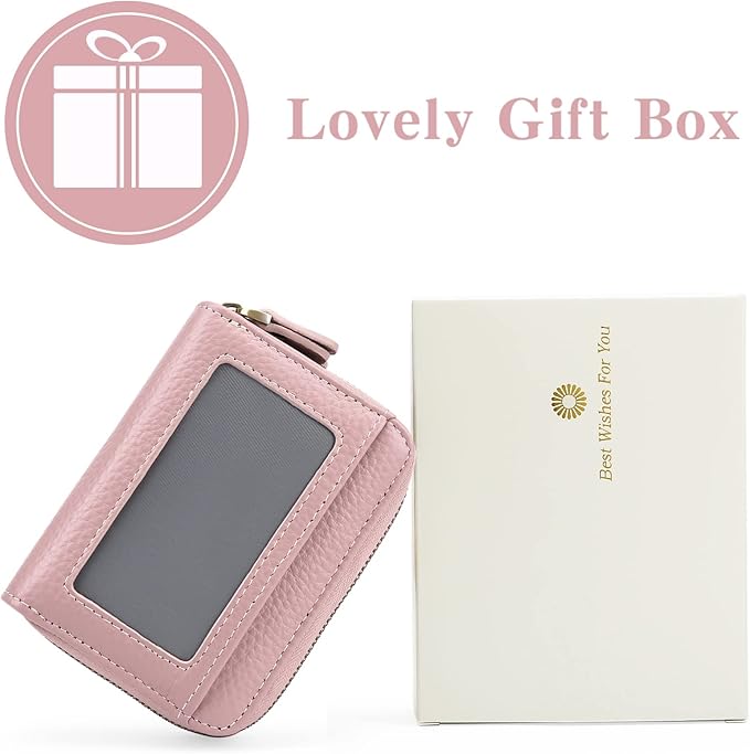 GOIACII Small Genuine Leather Wallet for Women, RFID Blocking Credit Card Holder Wallet
