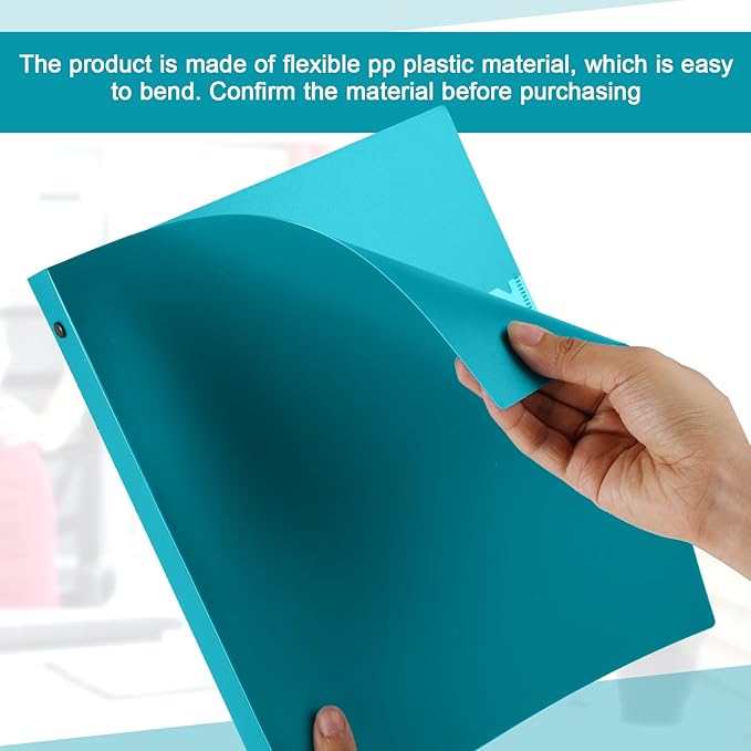 Henoyso 36 Pcs 3 Ring Binder 0.5 Inch Round Fits Letter Size 8.5'' x 11'' Paper Plastic Flexible Binder Bulk Holds 140 Sheets with 1 Pockets Versatile Organizer for Home Office School (Turquoise)