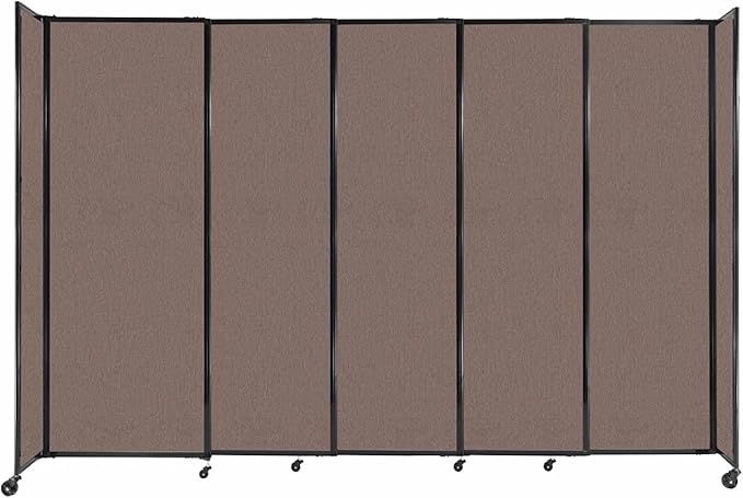 Versare Straightwall Sliding Portable Wall Partition | Freestanding Office Dividers | Locking Wheels | Temporary Room Separator | 11'3'' Wide x 7'6'' Tall Latte Fabric Panels
