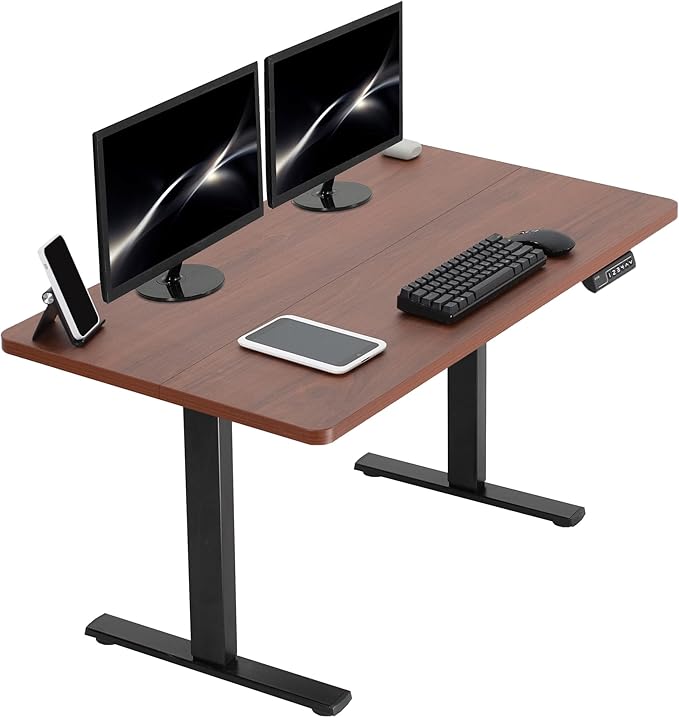VIVO Electric 43 x 24 in Standing Desk, Memory Height Adjustment, 1B Series, Holds 220 lbs, Dark Walnut Top, Black Frame, DESK-1B4D