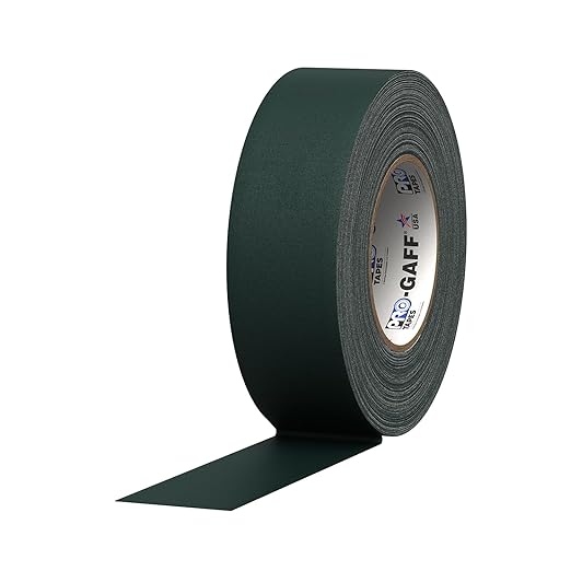 ProTapes Pro Gaff Premium Matte Cloth Gaffer's Tape With Rubber Adhesive, 11 mils Thick, 55 yds Length, 2" Width, Green (Pack of 1)