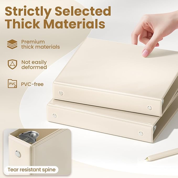 SUNEE 3 Ring Binder 1 Inch 1 Pack, Clear View Binder Three Ring PVC-Free (Fit 8.5x11 Inches) for School or Office Supplies, Gray-Brown