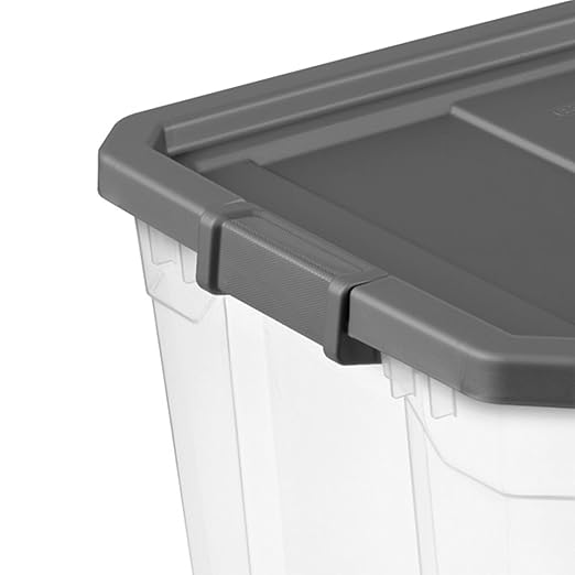 Sterilite 12-Pack Modular Stacker Box, Durable Clear Plastic Storage Bins with Latching Lids, 108 Quart - Stackable Organizing Container Boxes for Closet, Bathroom, and Office