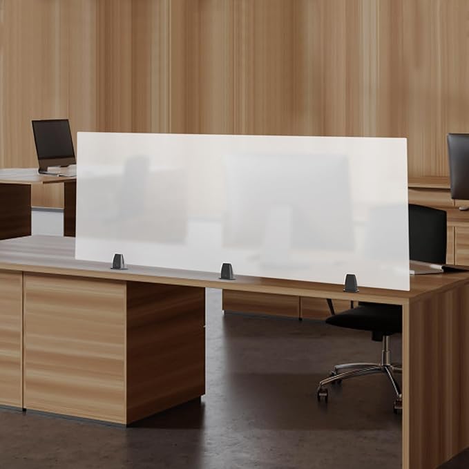 Desk Divider for Students and Desk Privacy Panel, Frosted Acrylic Plexiglass Shield with Clamps for Offices Schools Call Centers, Ideal Cubicle Light Shield - 60”L X22”W