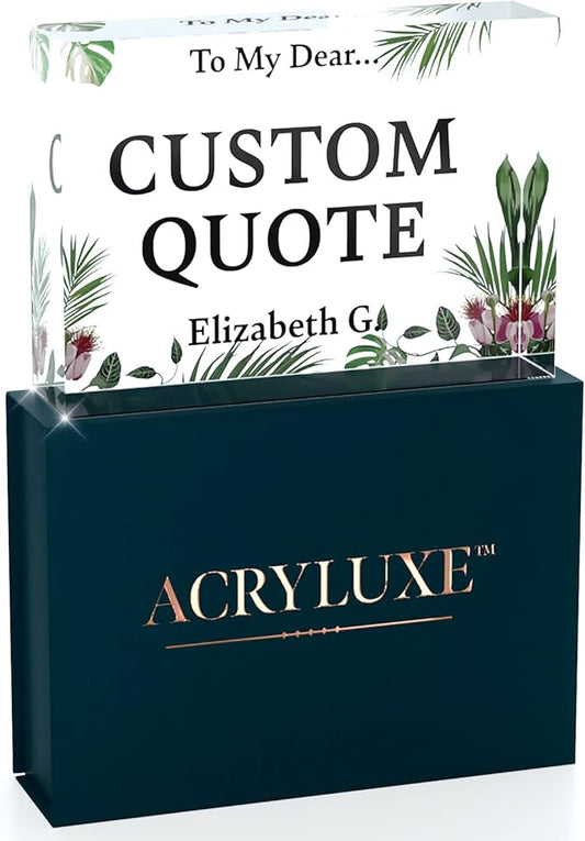 Personalized Gifts, Custom Quote Block Letter Board,Crystal-Clear Acrylic with Gift Box,17 Styles, Holiday and Christmas Gift for Mom, Dad, Girlfriend, Him or Her, Husband, Wife (5"x7, Garden)